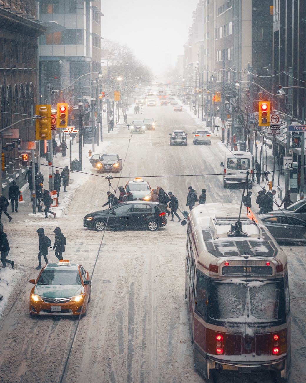 cars on the road during winter